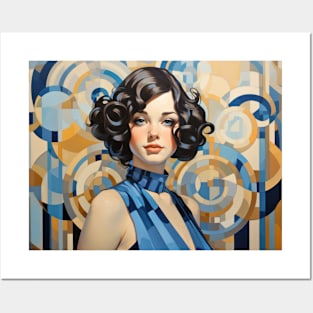 Beauty Woman Retro Abstract Colorful Painting Posters and Art